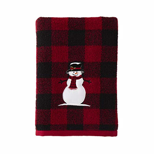 SKL Home Woodland Winter Snowman Bath Towel, Red