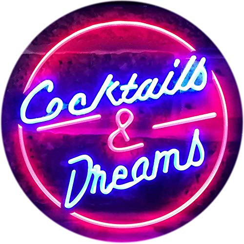 ADVPRO Cocktails & Dreams Bar Decoration Dual Color LED Barlicht Neonlicht Lichtwerbung Neon Sign Rot & blau 600 x 400mm st6s64-i0079-rb