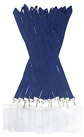 YOYOGO Kreuzfahrt-Schlüsselband mit wasserdichtem Ausweishalter, buntes, langlebiges Schlüsselband mit Ausweishalter (Marineblau, 12 Stück)