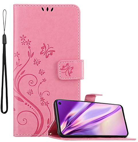 Cadorabo Hülle kompatibel mit Samsung Galaxy S10 5G Blumen Design aus Kunst Leder Flip Klappbare Stoßfeste Magnetische [Standfunktion] [Kartenfächern] Cover Hülle für Galaxy S10 5G Tasche in Rosa