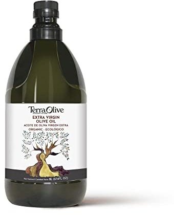 TERRAOLIVE - Huile d'olive extra vierge biologique, Variété d'olives, Huile de cuisson, Variété d'olives, Corps lisse, Provenance Espagne, Montes de Toledo, Récipient PET recyclé - 2L