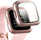 Miimall Funda Compatible con Fitbit Versa 2 Cristal Vidrio Templado, [PC Case] [HD Película] Carcasa Protectora de Pantalla Duro para Fitbit Versa 2 - Oro Rosa