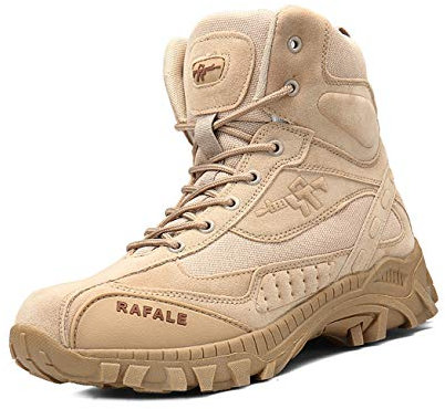 IYVW 523 A Herren Wanderschuhe High Top Trekking-Schuhe Rutschfeste Atmungsaktive Wanderschuhe Trekking-Sneaker Kampfstiefel Wüstengelb 41EU