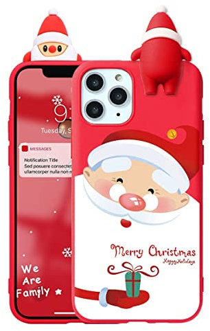 ZhuoFan Cover Per Apple iPhone 13 Pro Max 6,7, Custodia Silicone con Disegni Ultra Slim TPU Morbido Antiurto Christmas 3D Cartoon Pattern con Bambola Case Protettiva per iPhone 13 Pro Max, 04