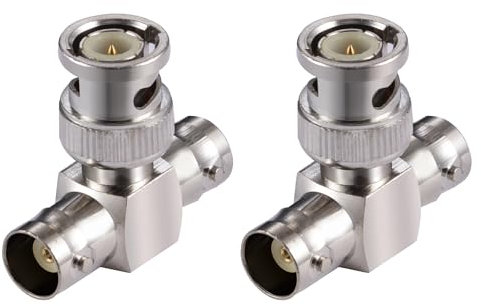 Vecys 2PCS BNC Adapters BNC Male to Dual BNC Female Connector 3 Way T-Socket Splitter Adapter for CB Antenna 4G Walkie Talkie CCTV Handfunk Ham Radio HD Video HDTV
