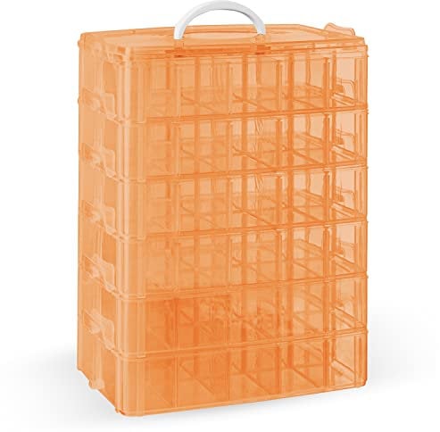 Craft Bead Art Dolls Organizer Compatible for Lego Dimensions New Improved 2022 Edition Container Stackable Kids Toy Storage Box (6, Orange)