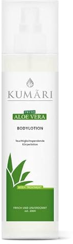 KUMÃRI Naturkosmetik – Bodylotion mit Aloe Vera, Jojobaöl, Shea Butter & Olivenöl für Feuchtigkeit, Regeneration & Anti-Aging – Körpercreme mit 73,2% unverdünntem BIO Aloe Vera Pflanzensaft (250ml)
