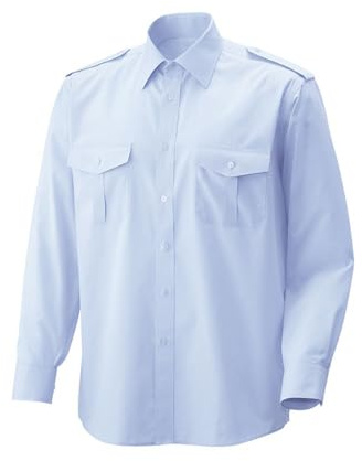 Piloten-Hemd langarm, mit Schulterklappe, Farbe light blue, Größe 47/48