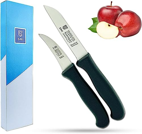 SMI - 2 Stück Schälmesser Küchenmesser Gemüsemesser Obstmesser gebogen und gerade, Made in Solingen Germany