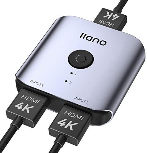 llano HDMI Splitter, HDMI Switch 4K @ 60Hz, Aluminium Bi-Directional HDMI Switch 2 in 1 Out or 1 in 2 Out, HDMI Splitter for Xbox PS5/4/3, Blu-Ray, HD TV/Fire Stick, DVD Player, etc