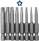 8 Stück 5 Punkt Torx Schraubendreher Bits Set, Magnetischer Torx Sicherheitskopf 1/4 Zoll Driver Bit Set, T8 T10 T15 T20 T25 T27 T30 T40, S2