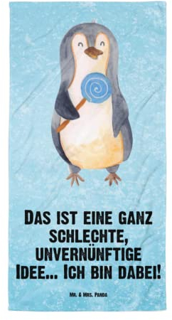Mr. & Mrs. Panda Badehandtuch Pinguin Lolli - Geschenk, Rebell, Süßigkeiten, Spruch, Großes, Handtuch, Duschtuch, Strandlaken, Strandtuch, Unvernünftig, Pinguine
