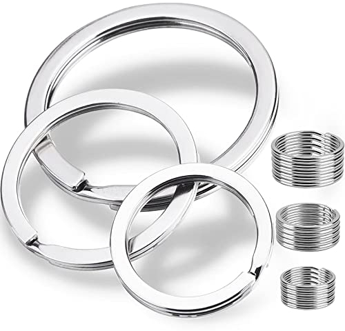 30 Stück Schlüsselringe Metall Split Ring Stahl gehärtet vernickelt Runde Flache Schlüsselanhänger Ringe in 3 Größen 20mm 25mm 30mm je 10 Stück für Hausschlüsseln, Autoschlüsseln, DIY und Handwerk