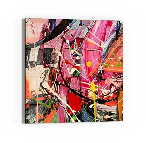 DEQORI Glasbild Echtglas | Motiv Kunterbunte Leinwand | quadratisch einteilig 30x30 cm | schöne Dekoration | Wandbild für Wohnzimmer, Schlafzimmer, Flur & Küche | moderne Wanddeko