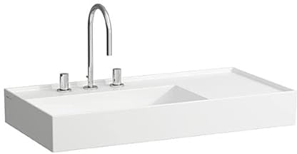 Laufen Kartell Aufsatzwaschtisch, Ablage rechts, 3 Hahnlöcher, ohne Überlauf, 900x460mm, H818338, Farbe: Snow (weiß matt)
