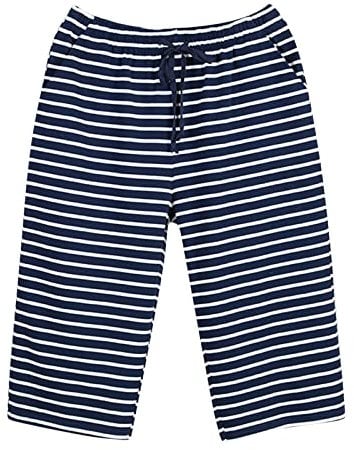 Linkay Pigiama da uomo estivo casual comodo biancheria intima pantaloni ritagliati sottili vestiti per la casa pantaloni per la casa calza regalo ragazzo, Ag-navy, L