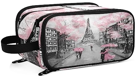 Kulturbeutel Eiffelturm Paris Frankreich Große Kosmetiktasche Kulturtasche Waschtasche Make Up Tasche Waschbeutel Schminktasche für Damen Mädchen