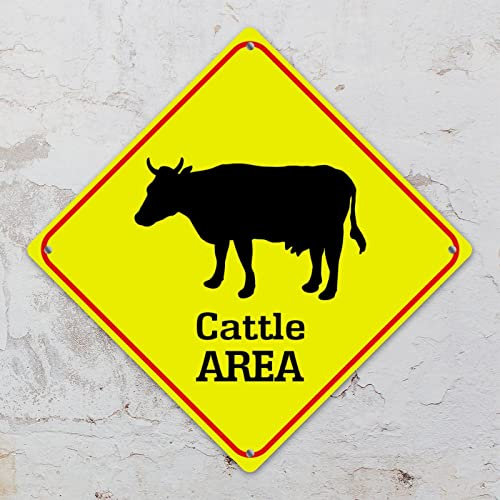 Rinder Kuh Crossing Xing Schild Beware of Cattle Cow Metallschild Bauernhof Tiere Lustiges Warnschild Crossing Zone Schild für Bauernhof Haustür Indoor Outdoor Straßenschild 20,3 x 20,3 cm