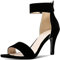 Gicoiz Bout Ouvert Sandales Femmes Aiguille Escarpin Mariage Bride Cheville Elegant Bridesmaid Formal Talons Hauts Chaussures Suède Noir Taille 46 EU-48Cn
