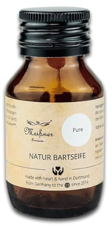 Meißner Tremonia - 50ml Bartseife Pure - Bartshampoo ohne künstliche Zusatzstoffe - veganes Bartshampoo für Männer mit Bio-Olivenöl für intensive Pflege - Für die tägliche Bartpflege
