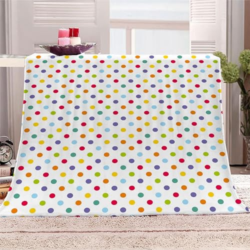 Farbe Punkte Kuscheldecke Flauschig Decke 130x150cm, 3D Farbe Punkte Fleecedecke Weich Sofadecke Warm Bettdecke Decken Wohndecke Tagesdecke Sofaüberwurf Schlafdecke Couchdecke Bettüberwurf,A463