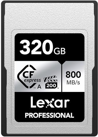 Lexar CFexpress LCAEXSL320G-RNENG Carte mémoire professionnelle 320 Go Série A Compatible avec appareils photo Sony avec fente pour carte de type A, jusqu'à 800/700 Mo/s en lecture/écriture, vidéo 8K,