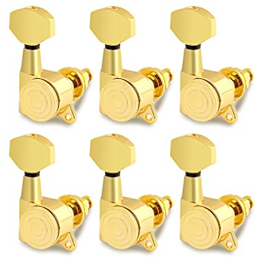 Rubatone Abschließbare Gitarren-Saiten-Stimmwirbel, versiegelte Gitarren-Mechaniken, Stimmschlüssel, 15,2 cm, für Rechtshänder, E-Gitarre oder Akustikgitarre, Gold.