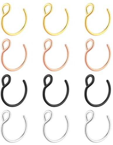 Yolev 12Pcs Fake Nose Rings 20G Faux Piercing Jewelry 8mm Fake Nose Ring Hoop for Faux Lip Septum Nose Ring Set, 570373_1_WhpgSCQd7