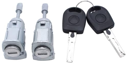 2 pcs Front Left Right Door Lock Barrel Cylinder Compatible with VW Bora Golf IV Lupo Polo 9N Skoda Fabia