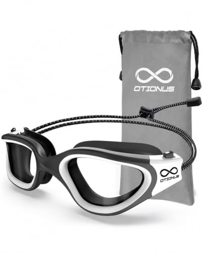 Otionus Swim Goggles, Polarized Adult Swimming Goggles Bungee Strap No Hair Pulling Anti-fog Pool Goggles for Men Women