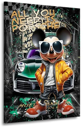 Kunstgestalten24 | Micky Need Sportwagen Leinwand-Bild | Leinwandbild mit Echtholz-Keilrahmen | Wandbild Gemälde Kunst Art | Hochwertige Kunstdrucke | XXL Bilder auf Leinwand | 75x100x2cm