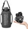 Bouteilles D'eau Pliables En Silicone 2L: Gourde Sport Pliable Avec Paille Et Poignée De Sangle, Anti-Fuite Gourde Pliable En Silicone, Portables Bouteille D'eau Motivante Pour Fitness,Noir