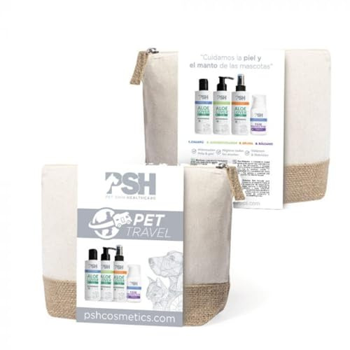 PSH Pet Travel Pack – Reise-Pflegeset für Hunde und Katzen – Shampoo, Conditioner, 3-in-1 Bruma + Pfotenbalsam Aloe Lover – Für alle Felltypen – Handgepäckformat – Vegan