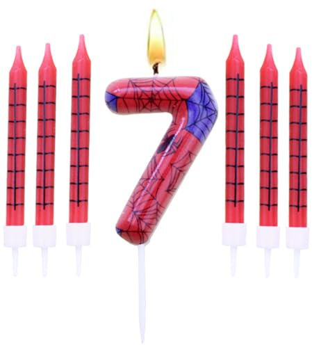 Geburtstagskerzen Set,Geburtstag Zahl Kerzen 7 mit 6Pc Lange Kerzen,Geburtstagskerzen für Kuchen für Mädchen Jungen Frauen Geburtstagsparty Dekorationen