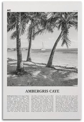 Ambergris Caye Druck Schwarz und Weiß, Ambergris Caye Wandkunst, Ambergris Caye Poster, Ambergris Caye Foto, Ambergris Caye Dekor, Belize-Poster, dekorative Malerei, Leinwand, Wandposter und Kunstbild