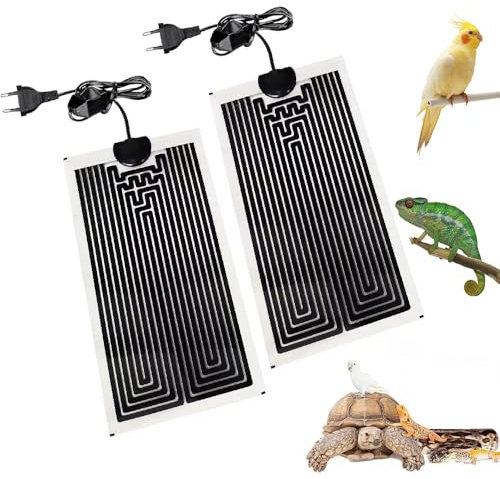 Dhqkqg Terrarium Heizmatte, 2PCS 14W Einstellbar Wärmematte mit Temperaturregelung, Heizmatte mt Thermostat, Heizmatte Terrarium für Reptilien Schildkröte, Schlangen, Eidechse, Gecko(15x28cm) (14W)