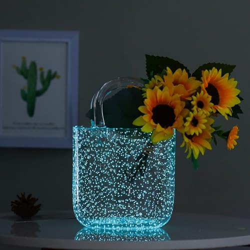 Handtaschen-Vase, mundgeblasenes Glas, leuchtende Blasen, einzigartige, coole Vase für Zuhause, Hochzeit, Schreibtisch, Fischglas-Vase, Dekoration, Wohnzimmer, Couchtisch