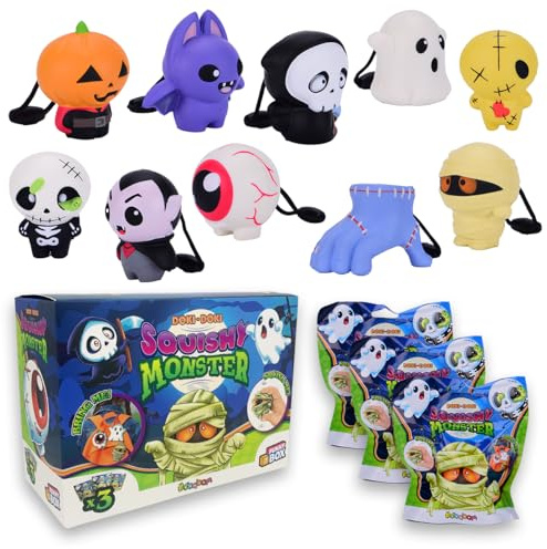 #sbabam Funny Box Doki Doki Squishy Monster, Schlüsselanhänger Squishy Anti-Stress, 3 Stück, langsam aufsteigende Halloween Gadgets - Sie können Vampir, Geist, Mumie und andere Finden