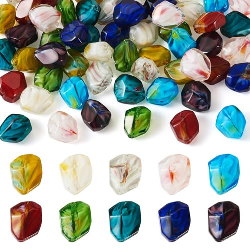PandaHall 60 cuentas oblongas de cristal hechas a mano de 10 colores para hacer joyas