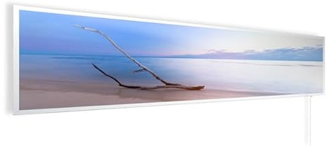 Könighaus Bildinfrarotheizung 120x30 cm - 450 Watt mit Thermostat | 5 Jahre Garantie | Doppelter Überhitzungsschutz | Ultraflacher Heizkörper für 3-9 m² | Motiv: Treibgut