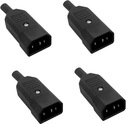 Powice 4 pcs Kaltgerätestecker AC 250V C14,Kaltgerätebuchse, Buchse Stromanschluss 10A 3 Polig IEC 320 Kaltgerätestecker für Computer Netzanschluss-Verlängerung,Kaltgeräteverlängerung,Männlicher Kopf