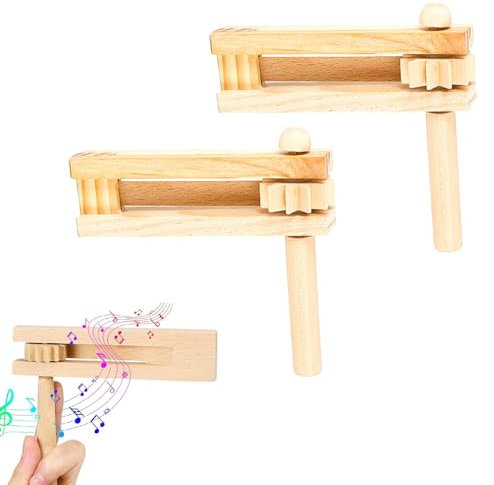 Carraca de Madera Juguete,Trinquete Giratorio de Madera,Juguetes de Instrumentos 2PC Carraca de Madera,Fabricante de Ruido para Niños Juegos De Animación Fiesta Deportiva Atmósfera Activa