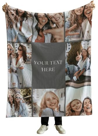 PICANOVA Personalisierte Fotodecke Decke Foto - Personalisierte Geschenke für Mama, Papa, Familie - Personalisiertes Geschenk zum Muttertag - 8 Fotos 200x150cm