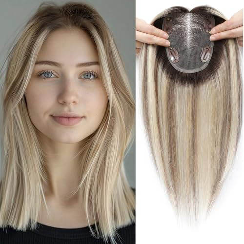Human Hair Toppers for Women Real Human Hair Topper with Thinning Hair Clip In Topper Hairpieces 40g No Bangs 10 * 12CM Swiss Base Wiglets Top Hair Toppers 12Inch 2T613#