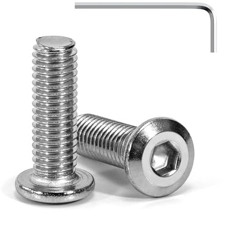 Tunejoy Viti a Testa Piatta M8 x 20 mm Vite a Testa Esagonale Bulloni in Acciaio Inox A2 V2A Bulloni per Mobili con Chiavi a Esagono Filettatura Completa 20 Pezzi