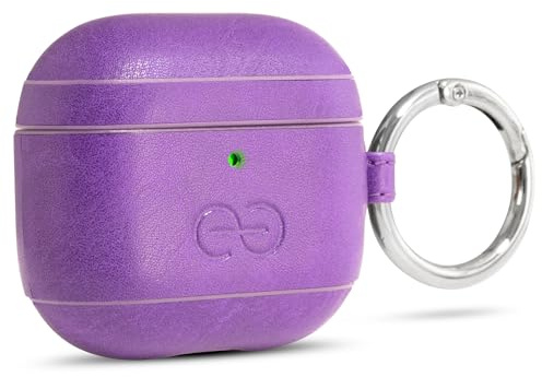 Dreem Om para AirPods 4 Funda de Cuero Vegano con Clip - Compatible con Auriculares inalámbricos Bluetooth de Apple para iPhone - Morado