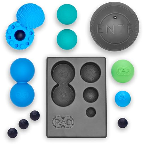 RAD Yoga-Bundle für myofasziale Entspannung, Muskelerholung & Entspannung - Enthält Mehrzweck-Yoga-Block, Neuroball-Fußrolle, Erdnuss- und Massagebälle in mehreren Größen und Dichten