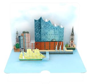 Edition Colibri Pop Up Karte Elbphilharmonie, Geburtstags- und Glückwunschkarte mit Umschlag, Gutschein für Städtereise,Hotel-perfekte Geschenkidee und Souvenir aus Hamburg, Elfi, Sehenswürdigkeit