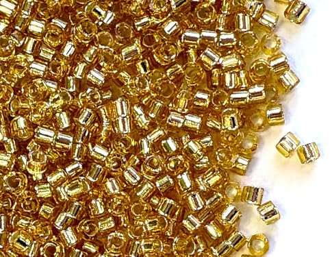 10 g Delica Glasperlen 11/0, Gold mit versilbertem Loch, Japanische Glasperlen Miyuki (Delica Seed Beads)