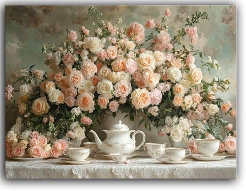 Pintar por Numeros Adultos taza, Pintar por Numeros Niños flor Manualidades Adultos, Cuadros para Pintura Por Numero DIY para Principiantes y Adultos, Decoración Para el Hogar de Pared 90X120CM